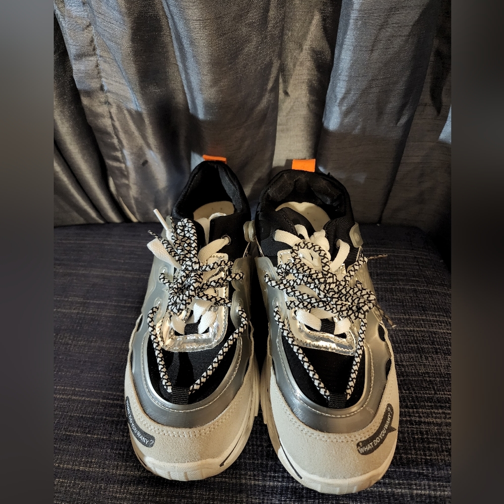 Womens white, Black, gray, orange CLBD chunky funky sneakers gym shoes